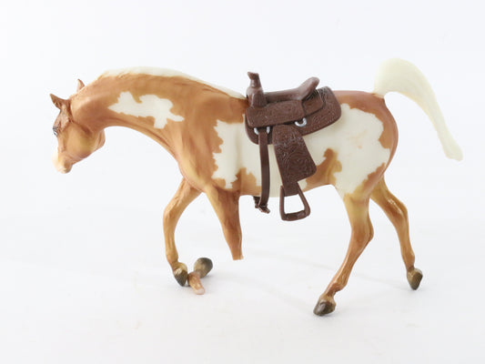 Vintage Breyer Traditional Paint Horse w/ Saddle Issue: Broken Leg