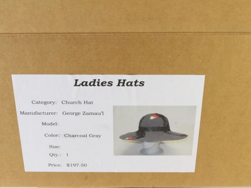 George Zamaul New York Ladies Charcoal Gray Boutique Felt Hat W/ Feathers