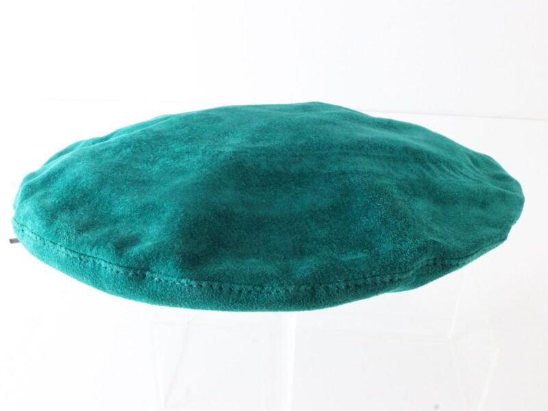 The Look Ladies Green Genuine Leather Suede French Beret Size: L Large