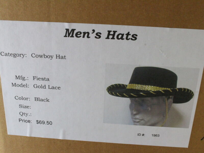 Fiesta Hat Waterproof Black Wool Felt Cowboy Cowgirl Hat Gold Band MULTIPLE SIZE