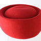 Sonni Of California Ladies Red Felt Pillbox Hat Church Hat Sunday 7 1/8 57cm