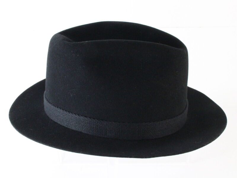 Dynafelt Mens Black Felt STYLISH Fedora W/ Feathers 7 1/4 58cm