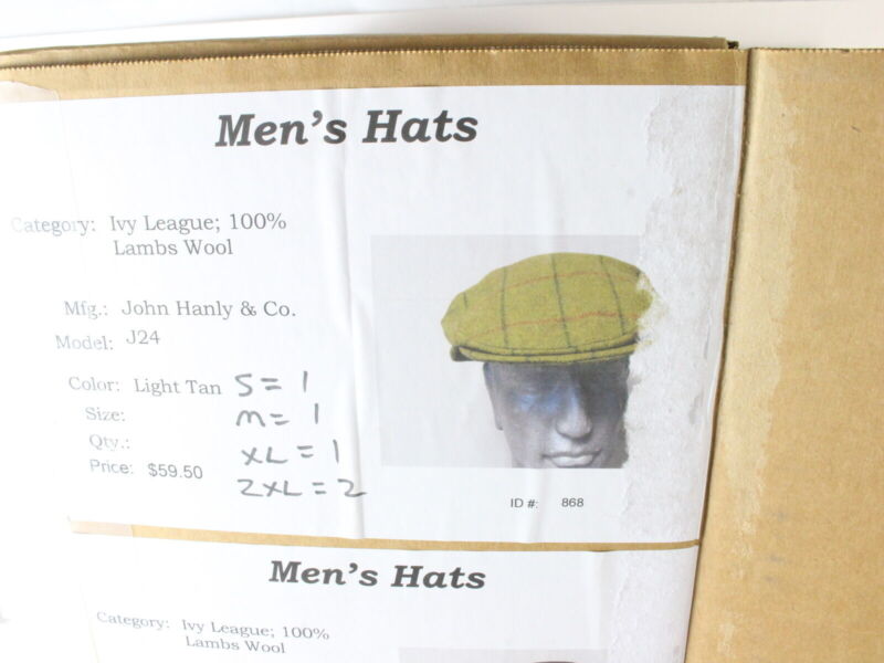 John Hanley & Co Ltd Mens Tan PURE NEW Wool Ivy Cap NEWSBOY MULTIPLE SIZES