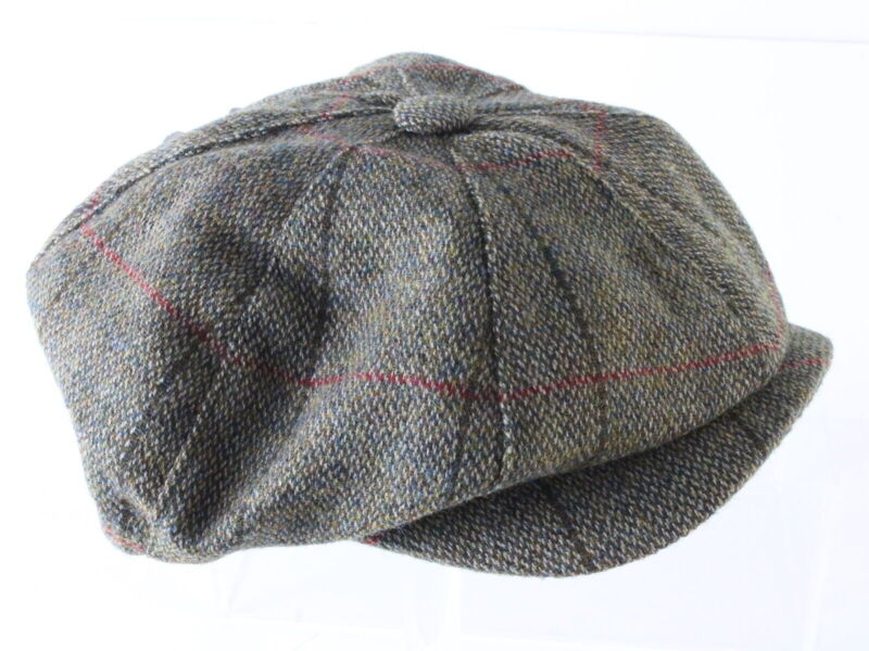 John Hanley And Co Ltd Mens Brown Mix Wool Tweed Ivy Cap 6 7/8 55cm MADE IRELAND