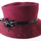 Marzi Of Italy Ladies Handmade Maroon Felt Hat W/ Black Ribbon 7 3/8 59cm