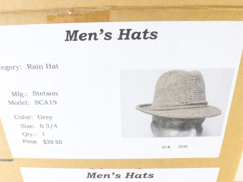 Stetson Mens Gray Felt Rain Hat (FALL SEASON) W/ Orange Feathers 6 3/4 54cm