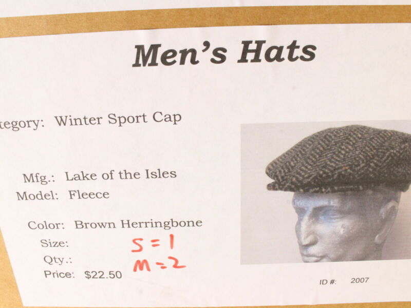 Lake Of The Isles Mens Brown Herringbone Fleece Winter Sport Cap MULTIPLE SIZES