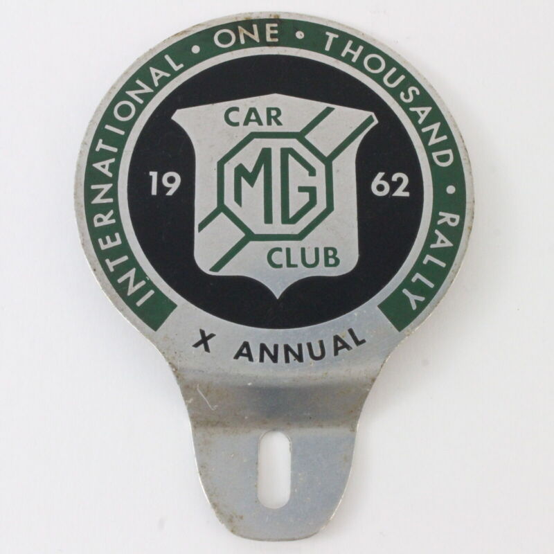 MG Car Club 1962 International One Thousand Rally 3.5" Metal Emblem Badge