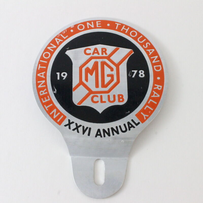 International One Thousand XXVI Rally MG Car Club 1978 4.75" Metal Badge Emblem