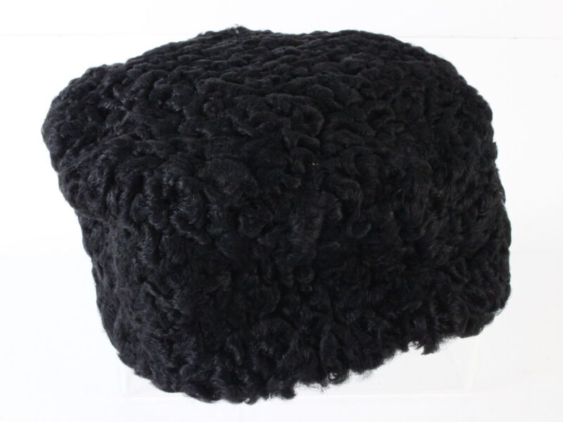 Frank Olive Ladies Black Boutique Hat LAMB AFGHANISTAN MODEL 7 1/2 60cm