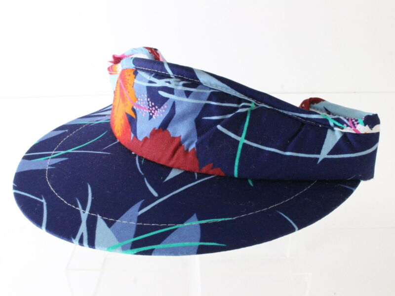 The Field Co Navy Blue Cotton Sun Visor W/ Tropical Flowers One Size