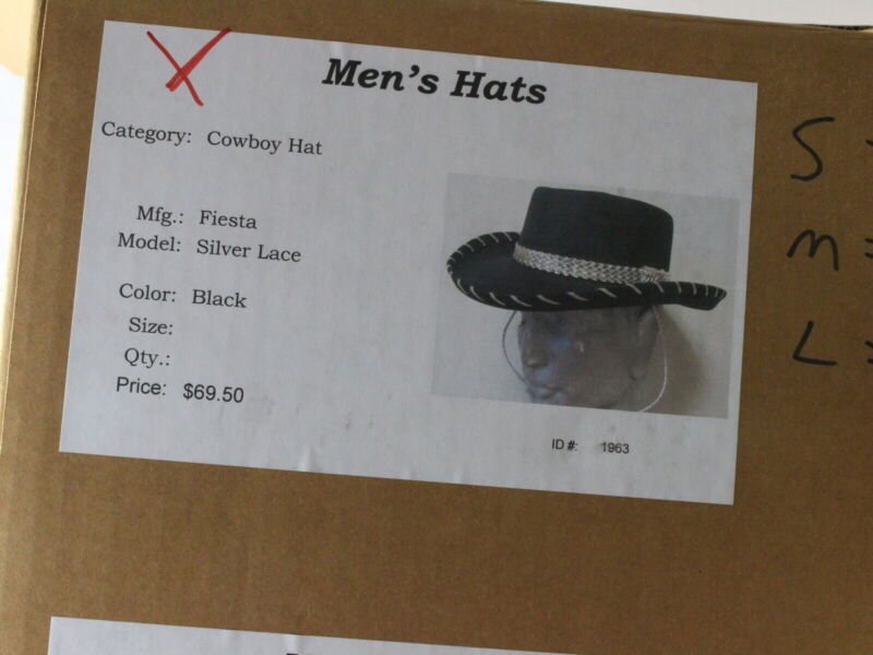 Fiesta Hat Co Waterproof Black Wool Felt Cowboy Cowgirl Hat W/ Silver Band SIZES