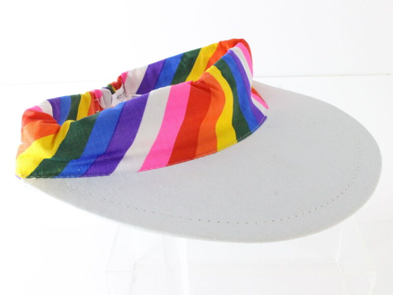 The Field Co Ladies Cotton Multicolored Rainbow Sun Visor W/ White Brim One Size