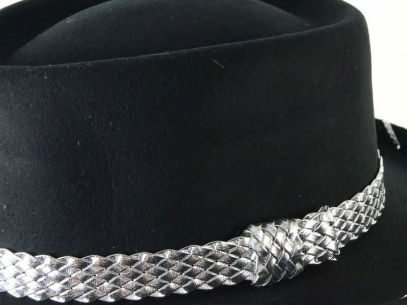 Fiesta Hat Co Waterproof Black Wool Felt Cowboy Cowgirl Hat W/ Silver Band SIZES