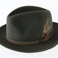 Cavanagh Hats New York Mens Sage Green Felt Fedora W/ Feathers MULTIPLE SIZES