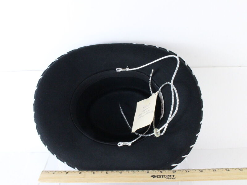 Fiesta Hat Co Waterproof Black Wool Felt Cowboy Cowgirl Hat W/ Silver Band SIZES