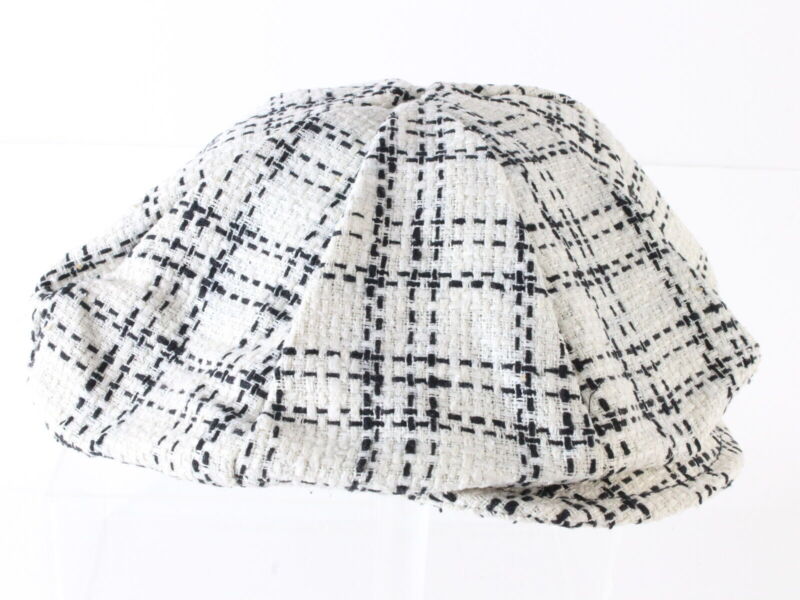 Mens White And Black Plaid Eight Quarter Cap NEWSBOY IVY MULTIPLE SIZES