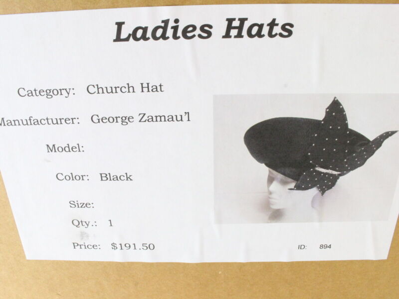 George Zamaul New York Ladies Black Boutique Hat W/ Rhinestones 7 56cm