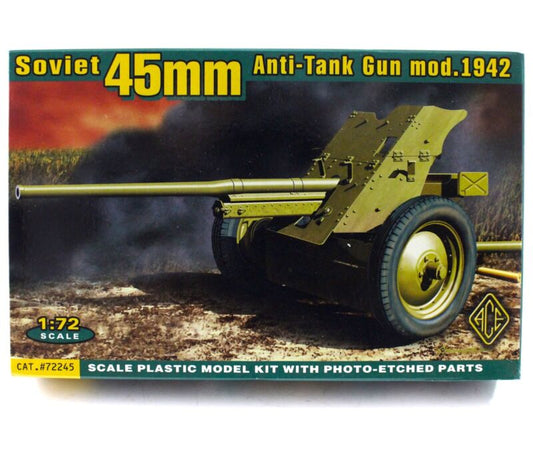 Soviet WWII 45mm Anti-Tank Gun mod. 1942 Plastic Scale Kit ACE 1:72 Scale 72245