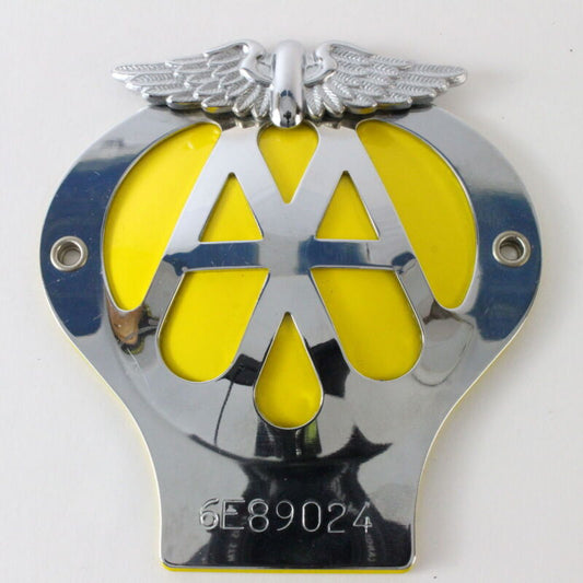 Automobile Association AA 4��� Yellow Vintage Metal Badge Emblem