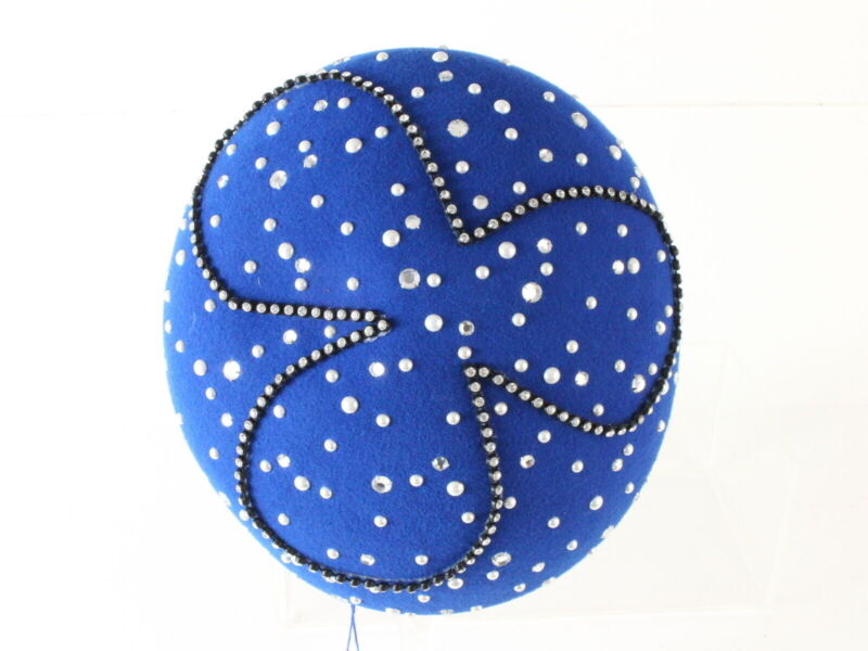 Mr John Classic Ladies Blue Boutique Wool Felt Hat W/ Rhinestones 6 3/4 54cm