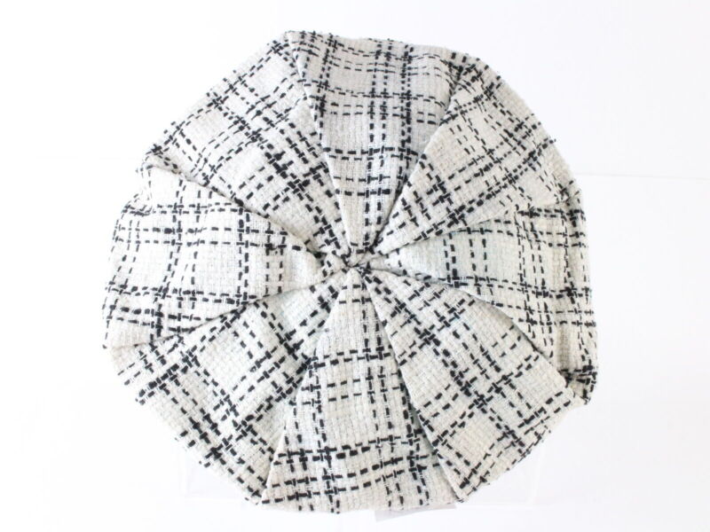 Mens White And Black Plaid Eight Quarter Cap NEWSBOY IVY MULTIPLE SIZES