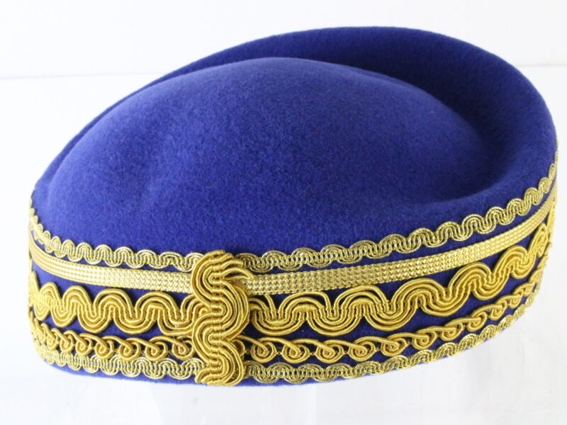 Sonni Of California Ladies Boutique Royal Blue And Gold Felt Cap 6 7/8 55cm