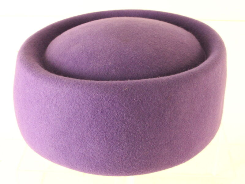 Sonni Of California Ladies Purple Felt Pillbox Hat 7 1/8 57cm