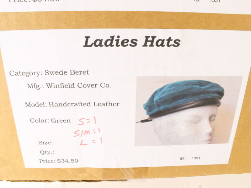 Winfield Cover Co Ladies Teal Vintage Swede Beret MULTIPLE SIZES