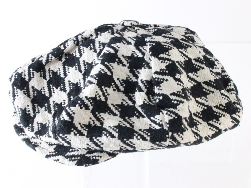 B Wear Cap Co Mens Black And White Houndstooth Eight Quarter Cap MULTIPLE SIZES