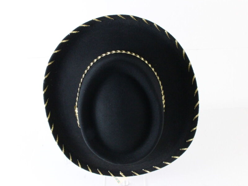 Fiesta Hat Waterproof Black Wool Felt Cowboy Cowgirl Hat Gold Band MULTIPLE SIZE