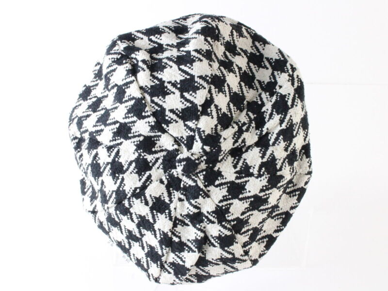 B Wear Cap Co Mens Black And White Houndstooth Eight Quarter Cap MULTIPLE SIZES