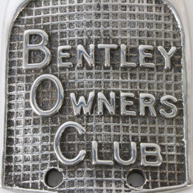 Bentley Owners Club 3.5" Metal Badge Emblem 1920s-1930d Era Silver Plated