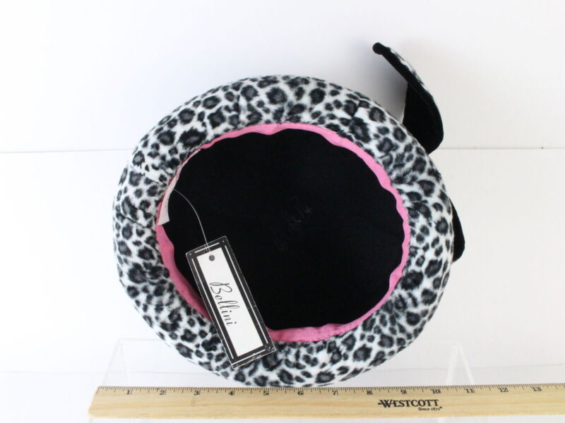 Bellini Originals Ladies Black And Animal Print Felt Hat W/ Rhinestones