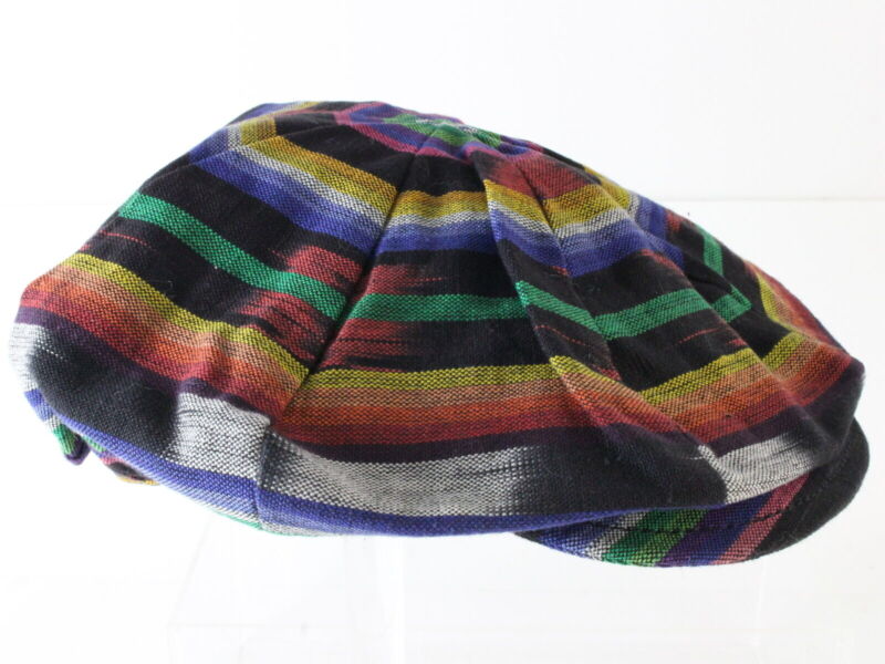 Mens Multicolor Eight Quarter Cap W/ Orange And Green XL Rainbow Style