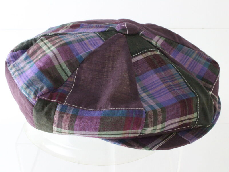 Artel Mens Purple Plaid Eight Panel Cap W/ Artel Sticker L