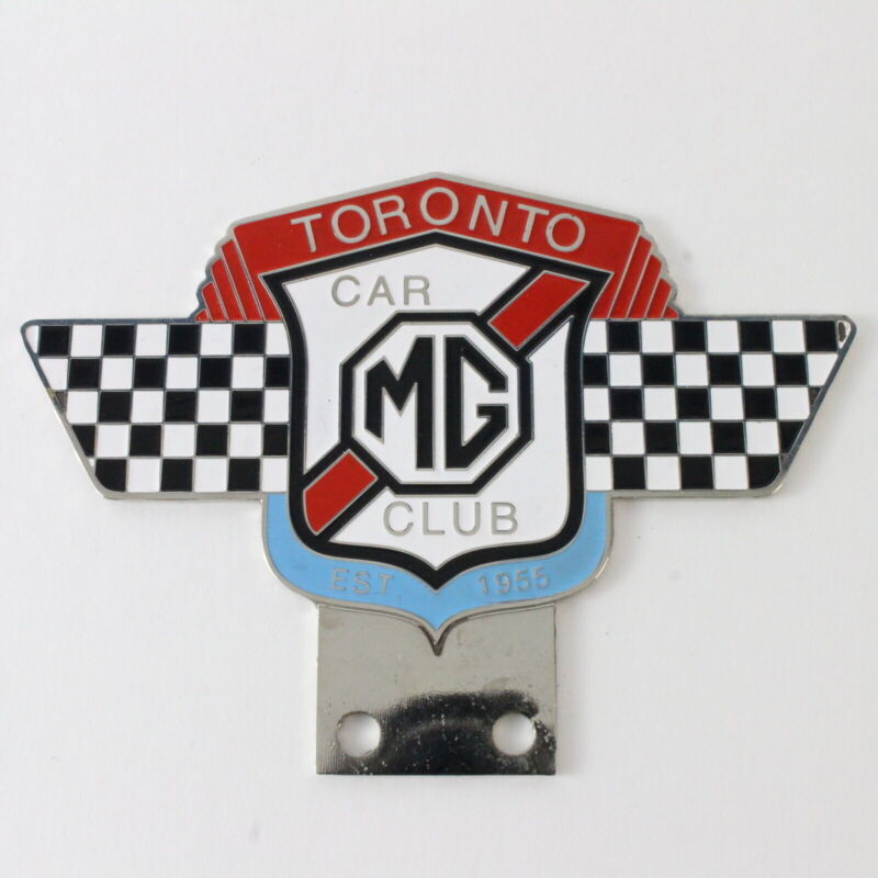 Vintage Toronto MG Car Club Est 1955 4.75" Metal Car Badge Emblem