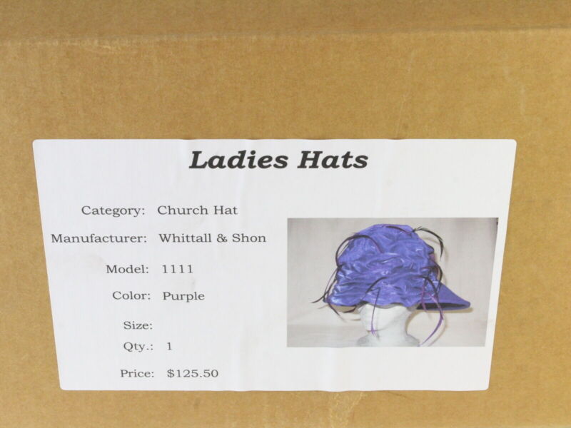 Whittall And Shon Ladies Purple Boutique Wool Felt Hat W/ Flower And Feathers