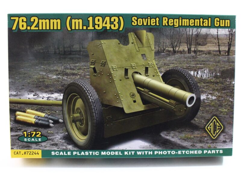 76.2mm WWII 1943 Soviet Regimental Gun Ace Models 1:72 Scale Model Kit 72244