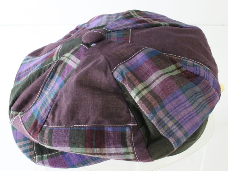 Artel Mens Purple Plaid Eight Panel Cap W/ Artel Sticker L