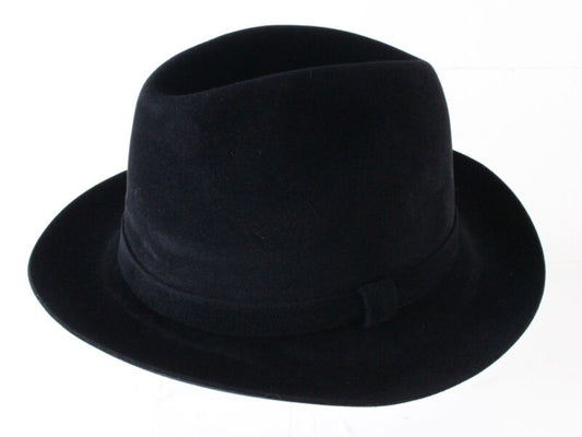 Selentino Mens Black Extra Fine Suede Fedora MULTIPLE SIZES