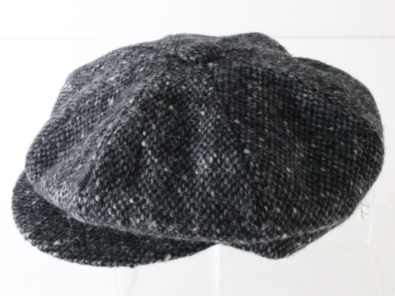 City Sport Mens Charcoal Genuine Donegal IRELAND Tweed Sport Cap W/ Black Lining