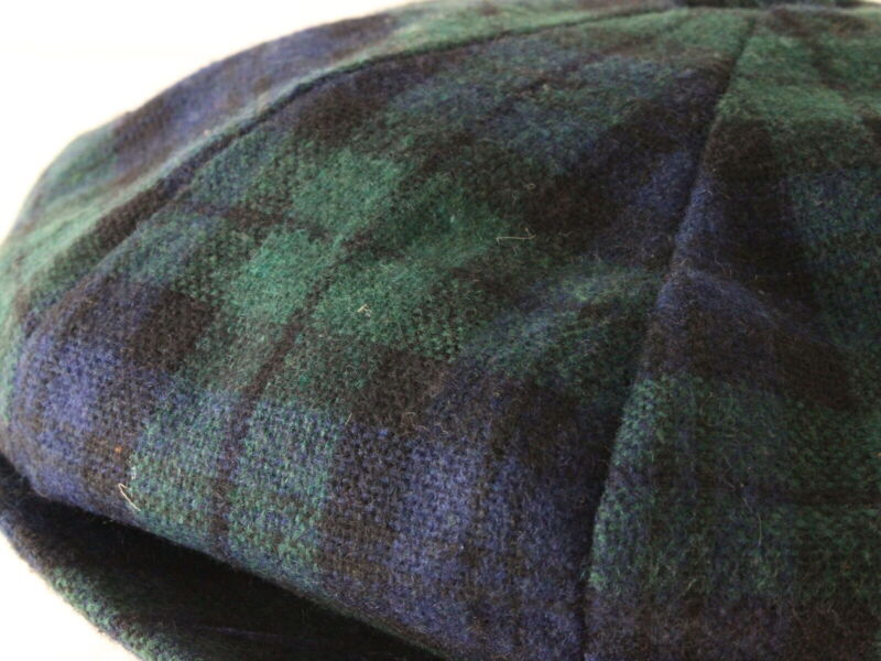 Bee Hats Mens Green Wool Blend Plaid Eight Quarter Cap MADE USA MULTIPLE SIZES