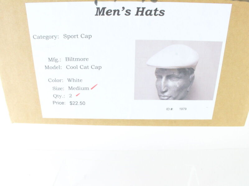 Biltmore Mens White Vent Air Cap Vented Newsboy Style Cap M