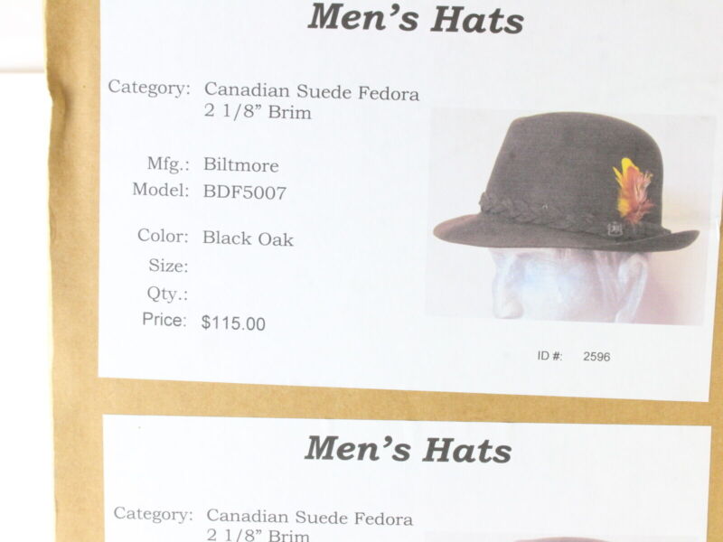 Biltmore Mens Black Oak Brown Canadian Suede Fedora MULTIPLE SIZES