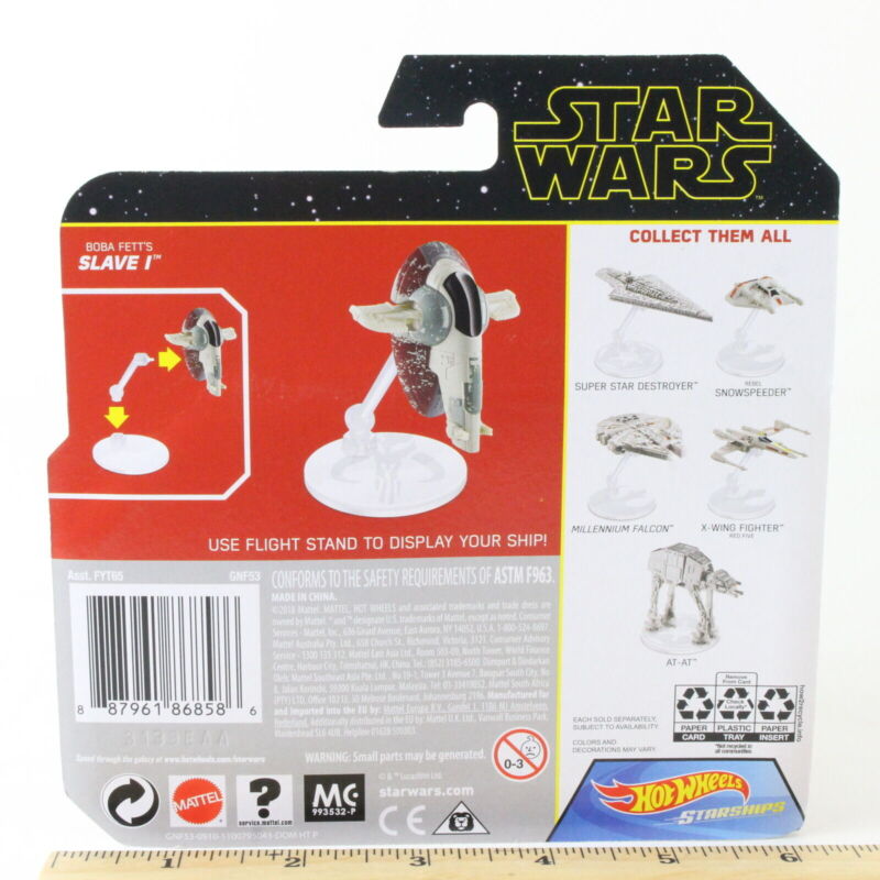 Boba Fetts Slave 1 Diecast Starships W/ Stand Star Wars Hotwheels Disney Mattel