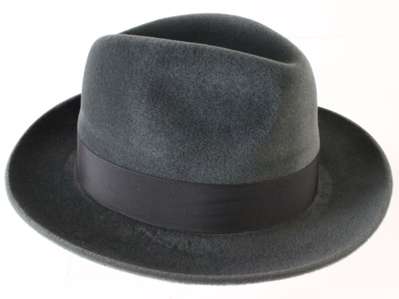 Selentino Mens Gray Genuine Velour Quality Made Fedora 7 3/4 62cm